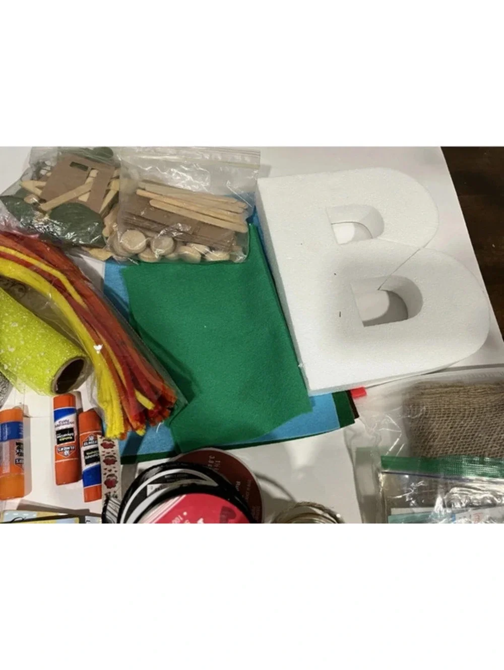 Huge Bulk Lot Craft Supplies Glitter Wires Glue Resin Wreath Ribbons Ropes Felt